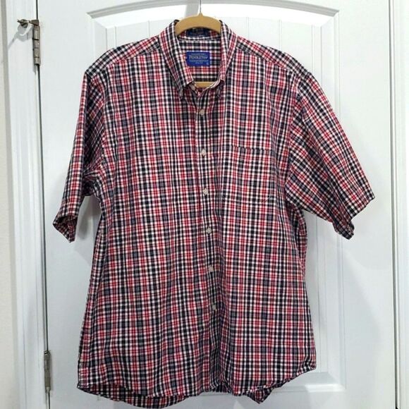Pendleton Mens Metro Short Sleeve Button Down Plaid Shirt, Size Xl - Picture 1 of 5